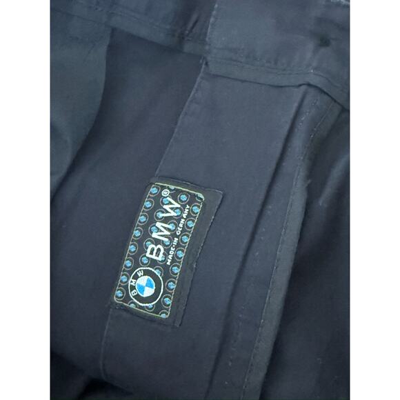 BMW Trousers Pants Men Black Flat Front Career Work Suit Pants Preppy 38x28 Car - Picture 7 of 8